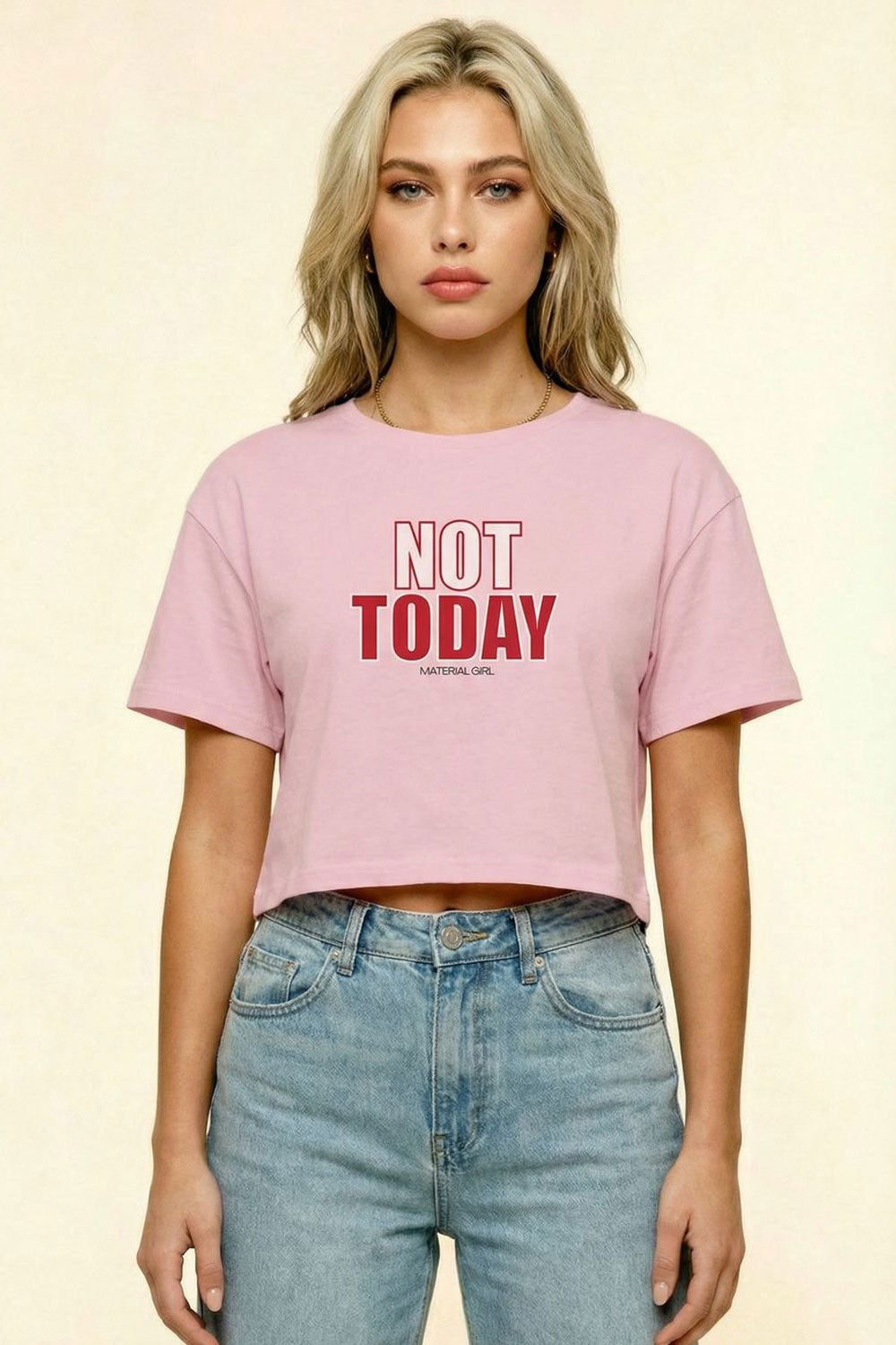 MATERIAL GIRL Not Today CROP TOP Light Pink