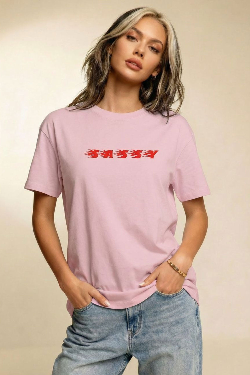 MATERIAL GIRL Sassy OVERSIZE TEE Light Pink