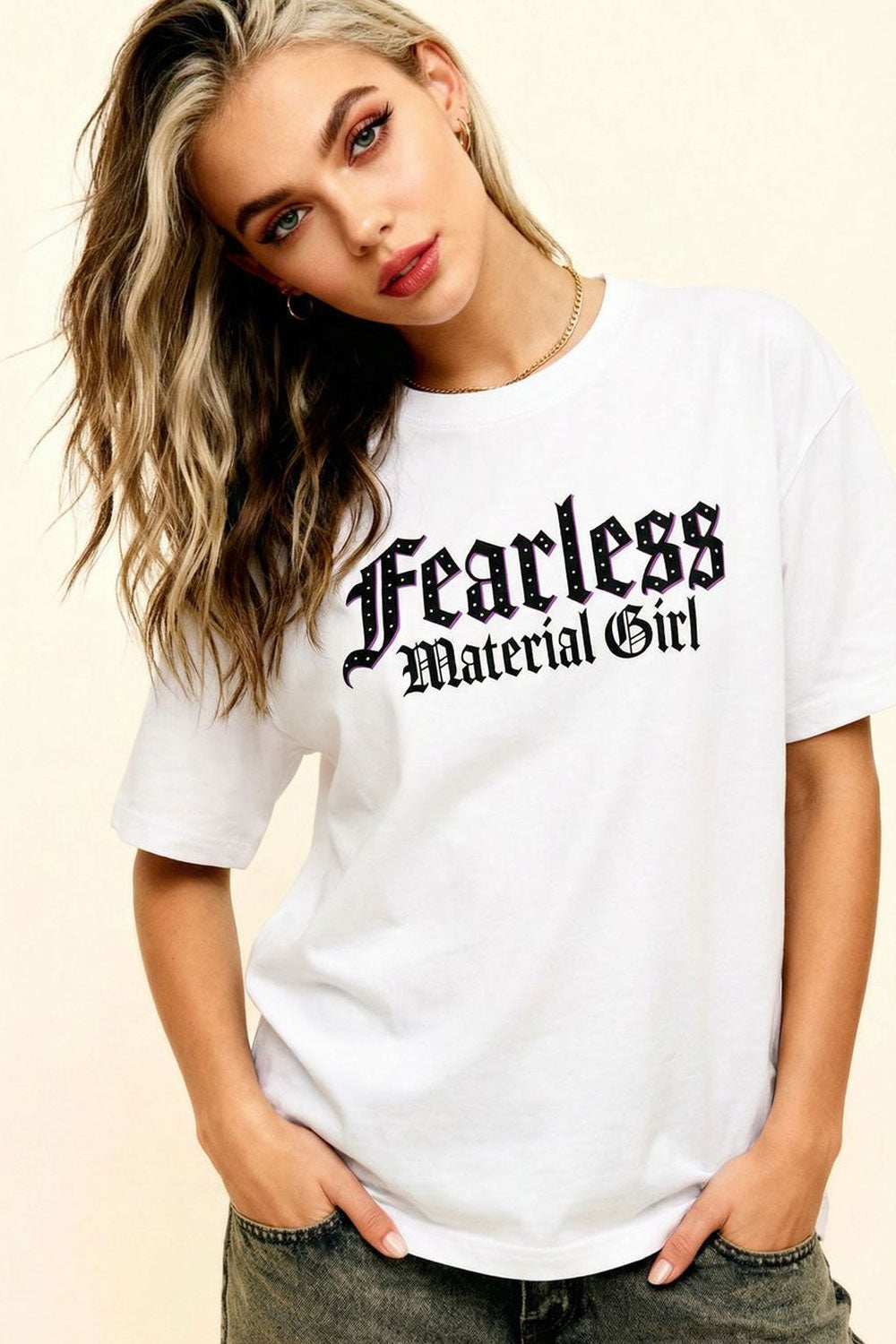 MATERIAL GIRL Fearless OVERSIZE TEE White
