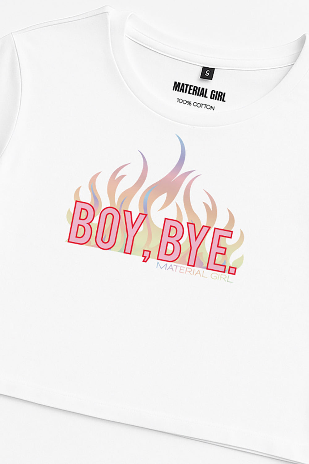 MATERIAL GIRL Boy Bye CROP TOP White