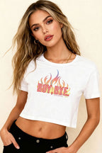 MATERIAL GIRL Boy Bye CROP TOP White