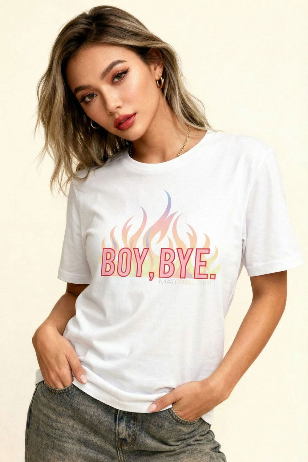 MATERIAL GIRL Boy Bye OVERSIZE TEE White