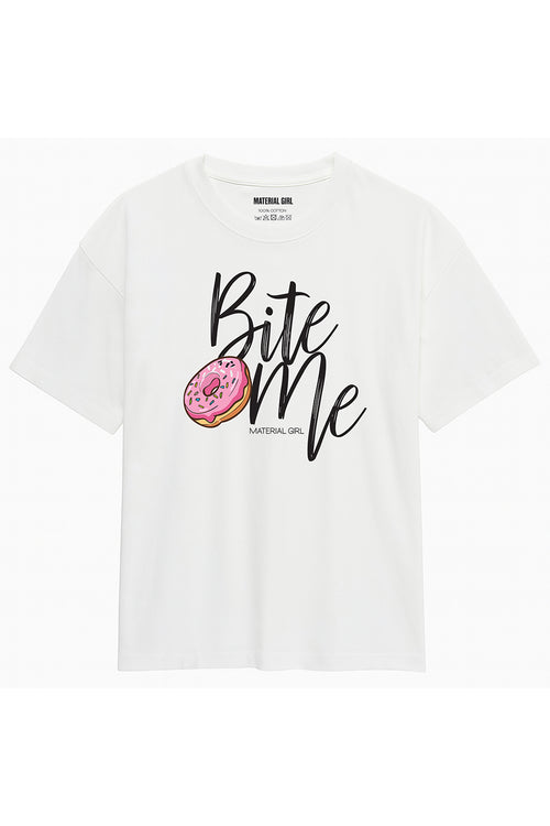 MATERIAL GIRL Bite Me OVERSIZE TEE White