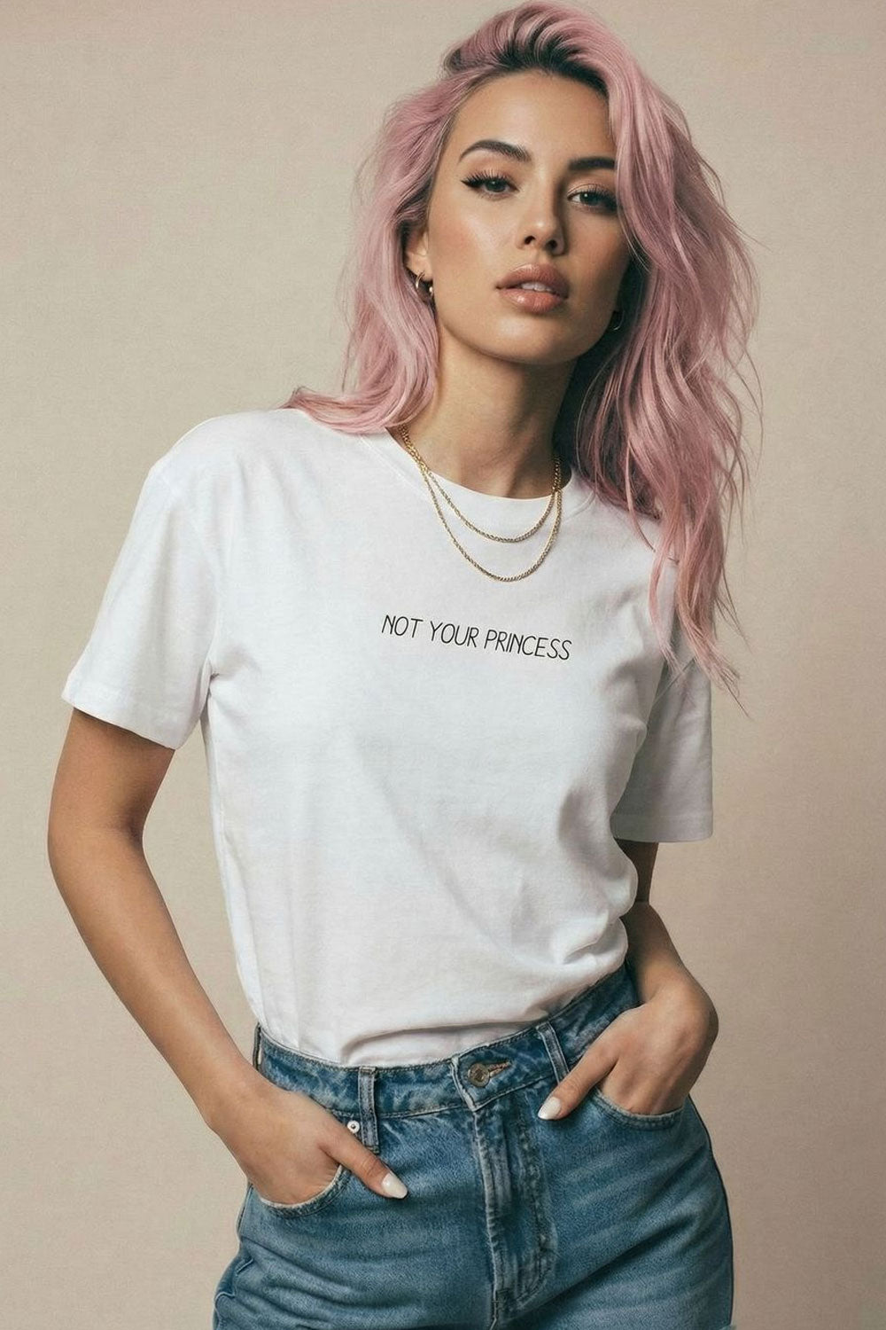 MATERIAL GIRL Not your princess OVERSIZE TEE White