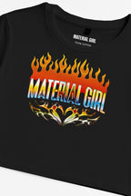 MATERIAL GIRL Flames CROP TOP Black
