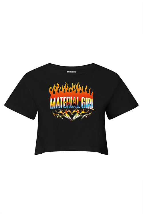 MATERIAL GIRL Flames CROP TOP Black