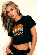MATERIAL GIRL Flames CROP TOP Black
