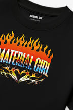 MATERIAL GIRL Flames OVERSIZE TEE Black