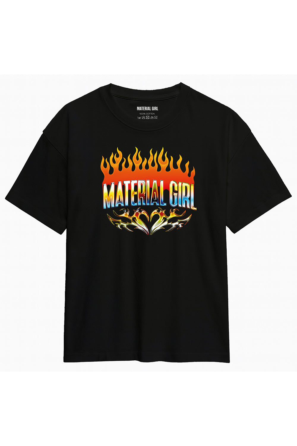 MATERIAL GIRL Flames OVERSIZE TEE Black