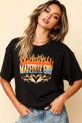 MATERIAL GIRL Flames OVERSIZE TEE Black
