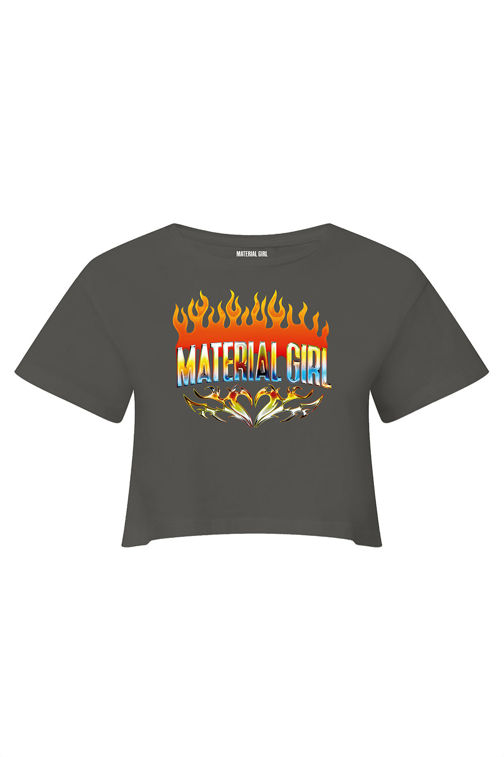 MATERIAL GIRL Flames CROP TOP Charcoal