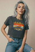 MATERIAL GIRL Flames CROP TOP Charcoal
