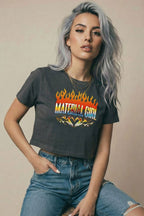 MATERIAL GIRL Flames CROP TOP Charcoal