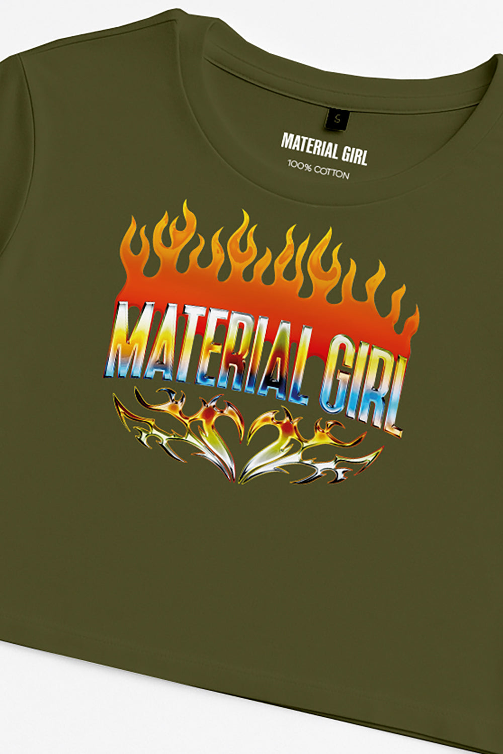 MATERIAL GIRL Flames CROP TOP Olive