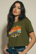 MATERIAL GIRL Flames CROP TOP Olive