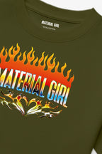 MATERIAL GIRL Flames OVERSIZE TEE Olive