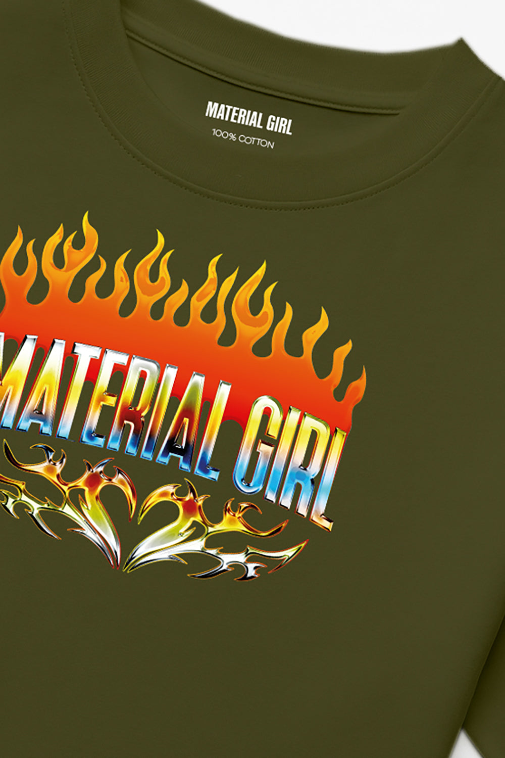 MATERIAL GIRL Flames OVERSIZE TEE Olive
