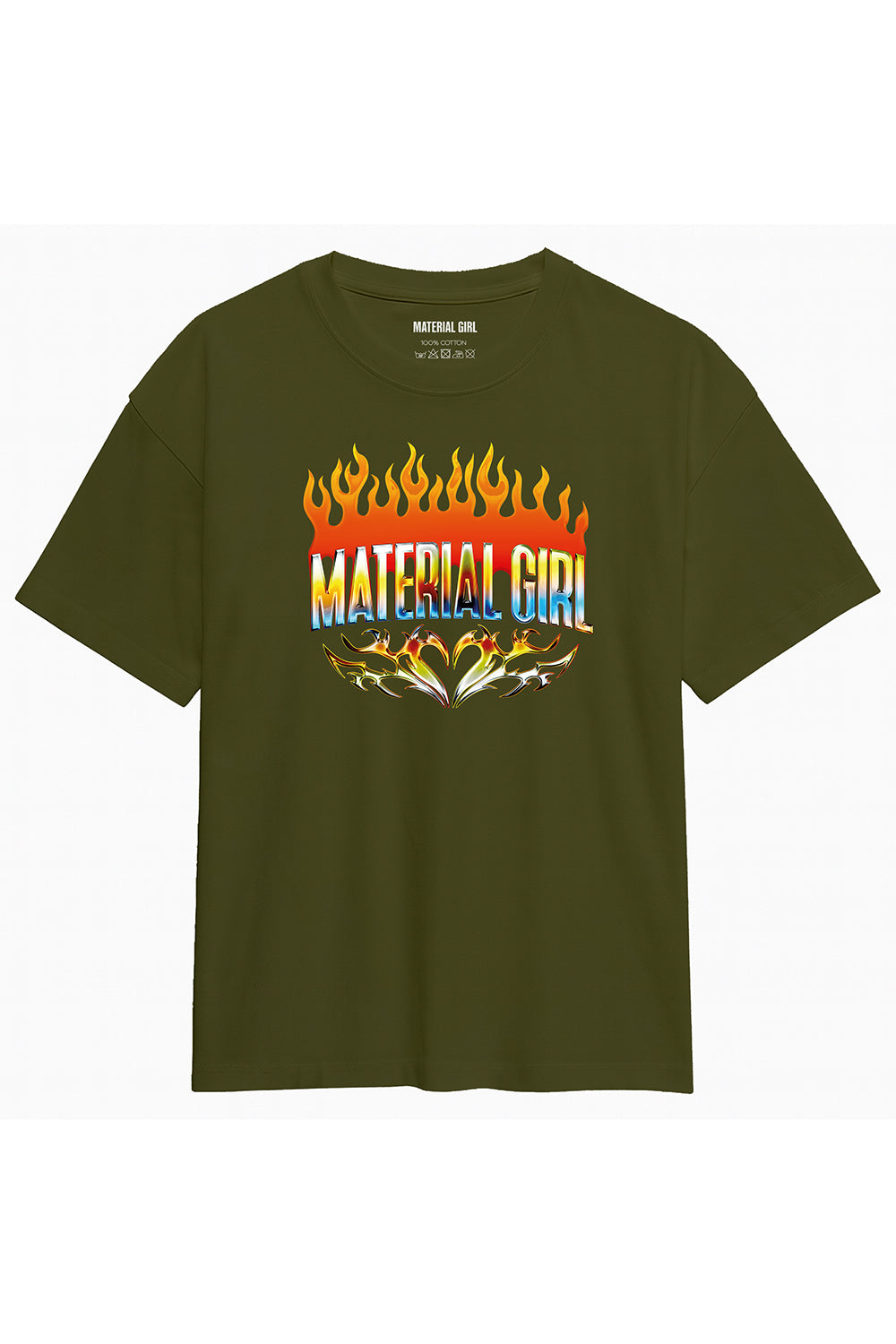 MATERIAL GIRL Flames OVERSIZE TEE Olive