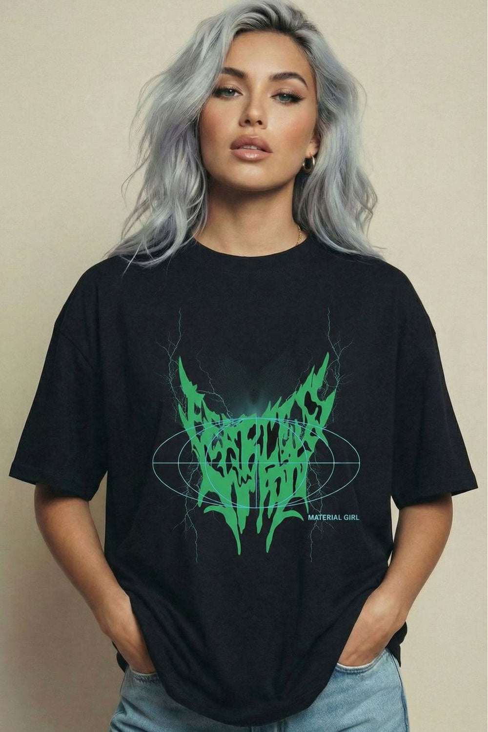 MATERIAL GIRL Billie OVERSIZE TEE Black