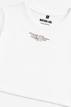 MATERIAL GIRL Lit CROP TOP White
