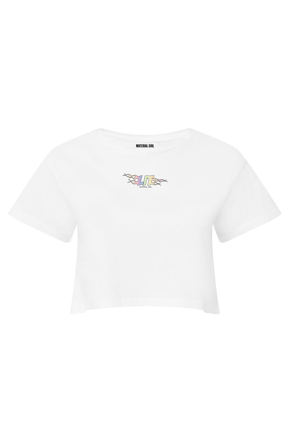 MATERIAL GIRL Lit CROP TOP White