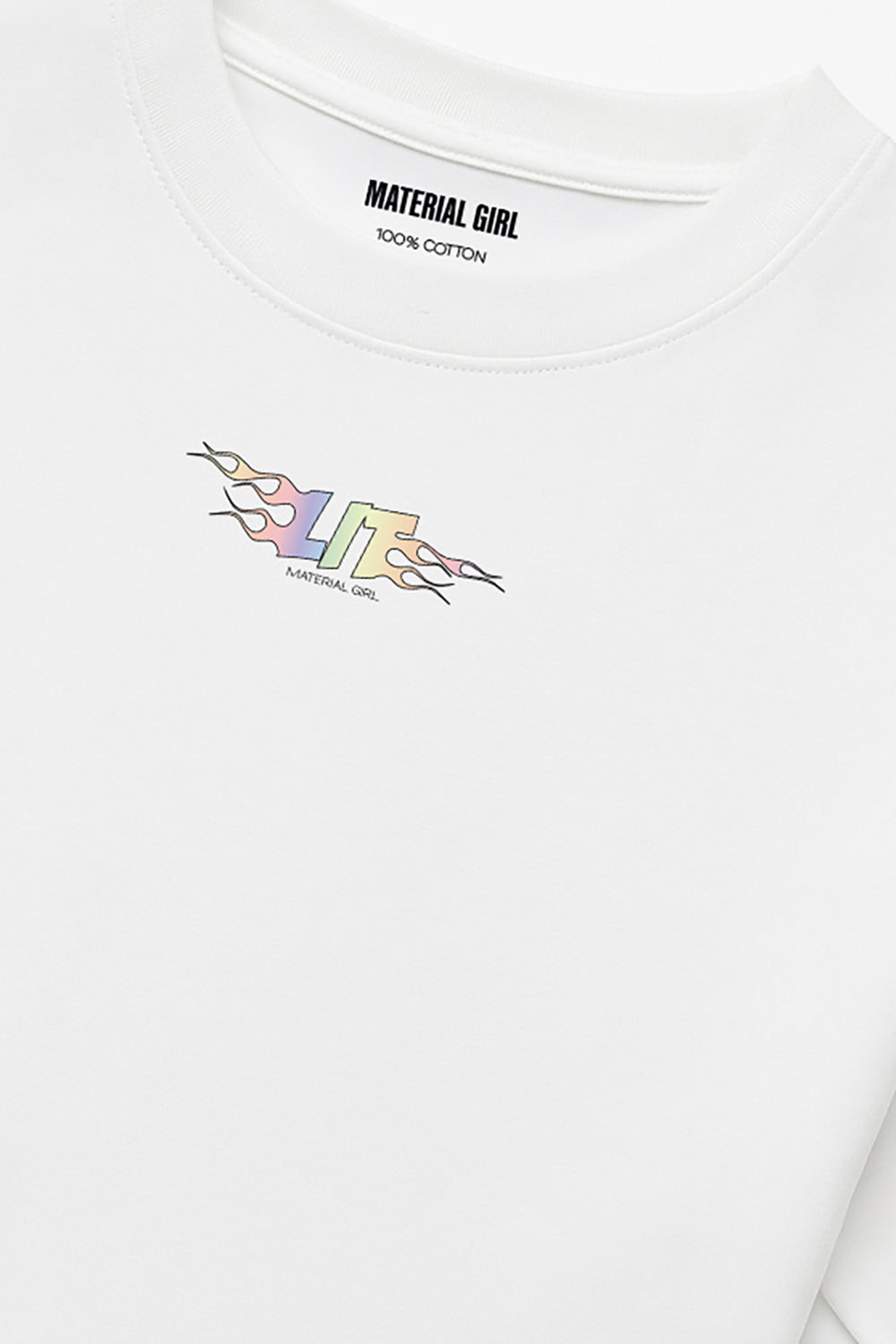 MATERIAL GIRL Lit OVERSIZE TEE White