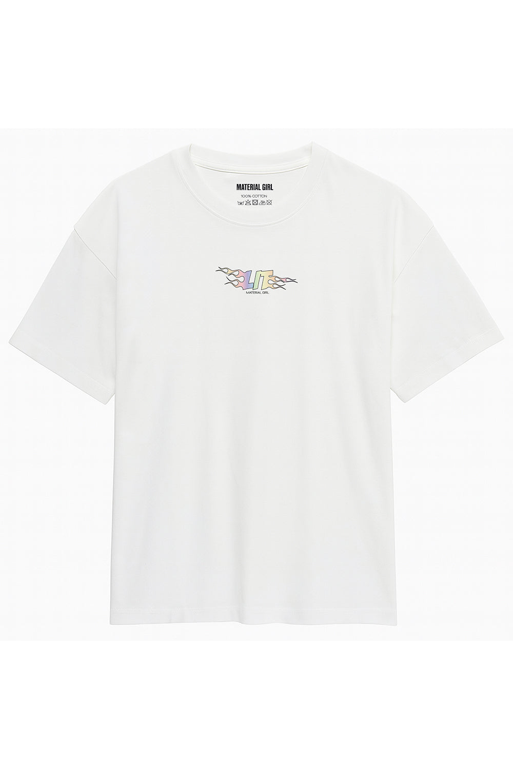 MATERIAL GIRL Lit OVERSIZE TEE White
