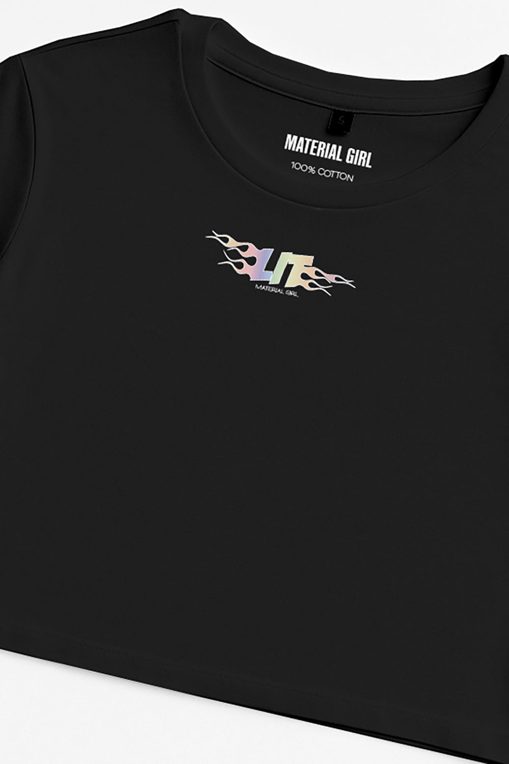 MATERIAL GIRL Lit CROP TOP Black
