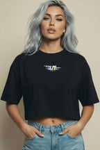 MATERIAL GIRL Lit CROP TOP Black